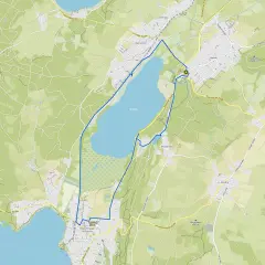 Karte mit markierter Route zum Pilsensee wandern. Die Tour führt durch Seefeld und Hechendorf.