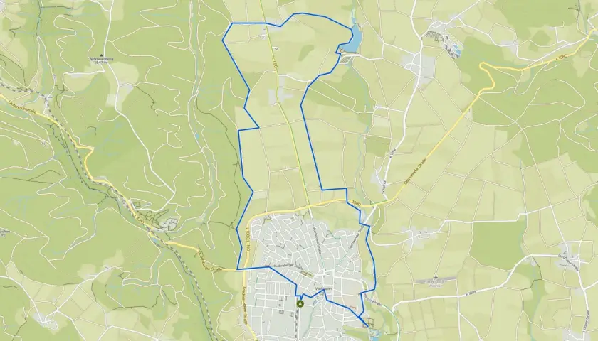 Karte zeigt eine Wanderroute um Welzheim, die durch Felder und Wälder führt.