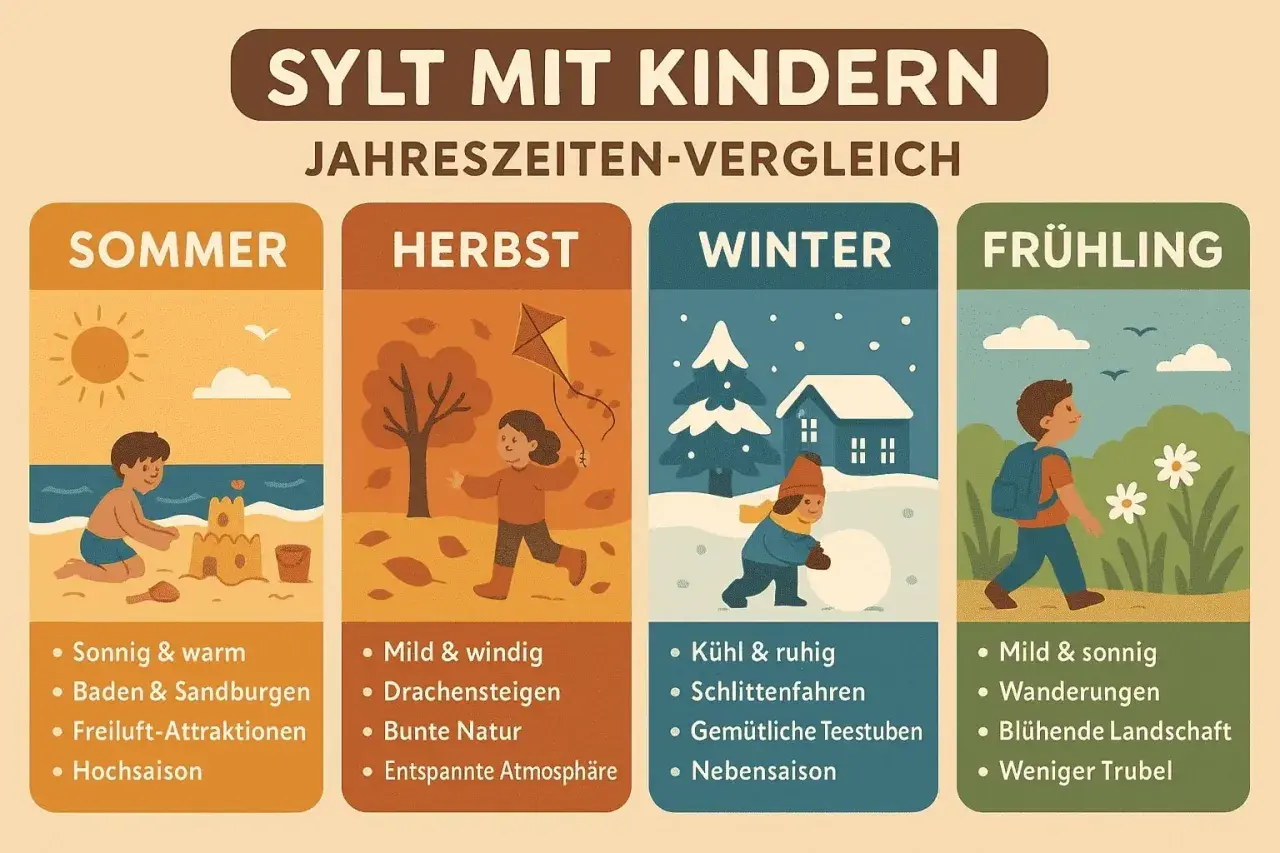 Sylt mit Kindern: Sommer am Strand, Herbst mit Drachen, Winter im Schnee und Frühling bei Wanderungen. Jede Jahreszeit hat ihren Reiz!