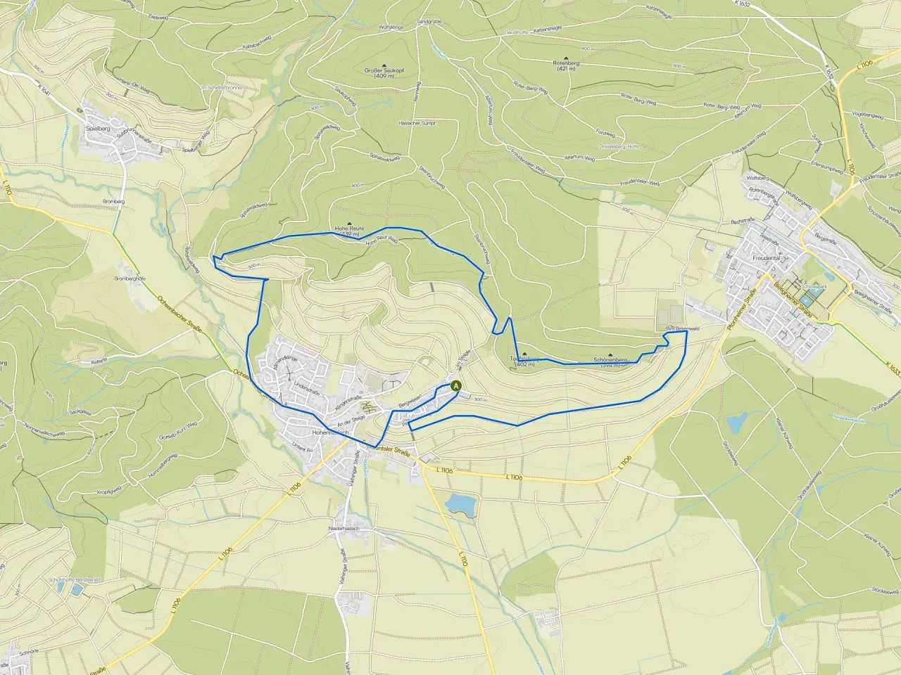 Karte zeigt Wanderwege rund um Ludwigsburg, darunter die "Ludwigsburg Traumpfade" mit blauer Markierung.